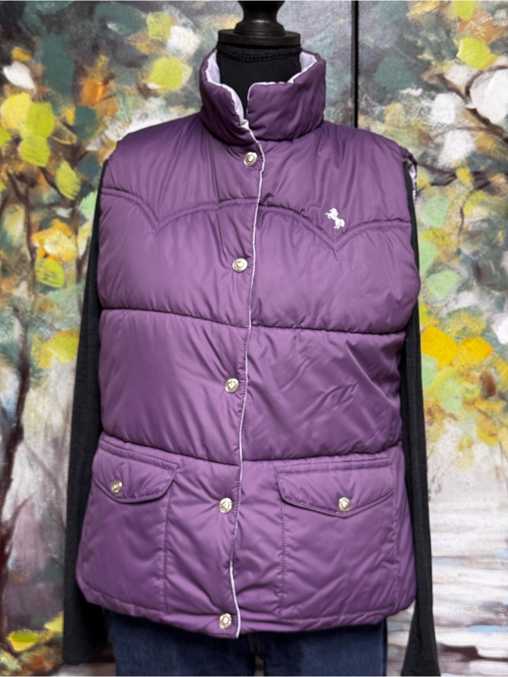 Cowgirl Up Reversible Puffer Vest Women’s M Purple Lilac Western